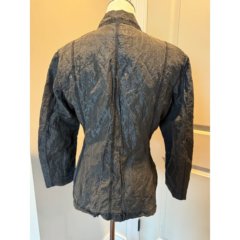 Issey Miyake Crinkled Cotton Blend Steel Gray Jacket SZ M Japan Vintage - Picture 5 of 6